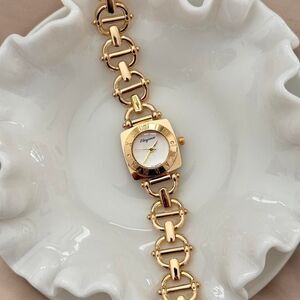 y2k cute gold round stainless steel quartz charm watch